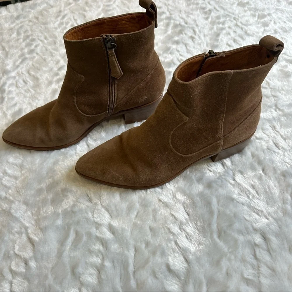 Veronica Beard Tanner Suede Leather Zip Ankle Boot Size 37.5 US 6.5